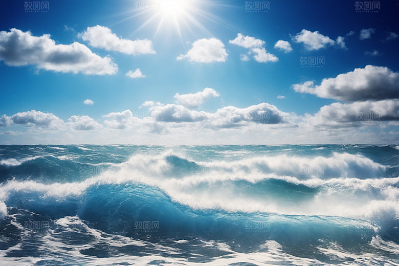 海浪大海蓝色摄影图