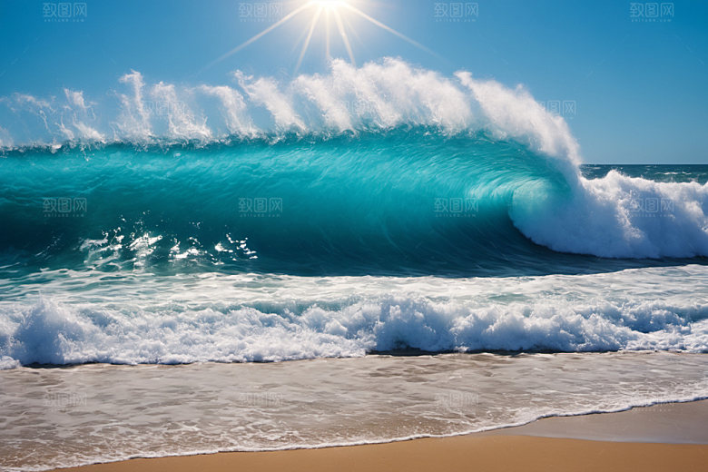 海浪波浪自然摄影图