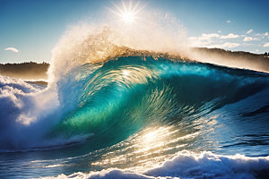 海浪蓝色大海摄影图