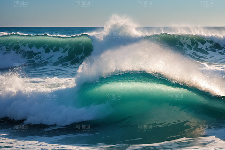 海浪浪花蓝色摄影图