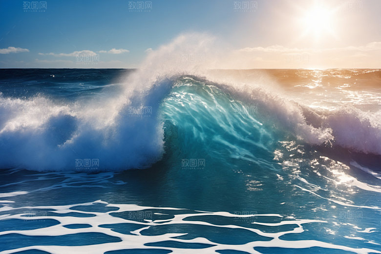 海浪蓝色自然摄影图