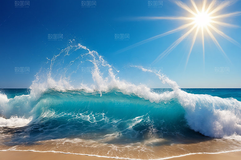 海浪大海浪花摄影图