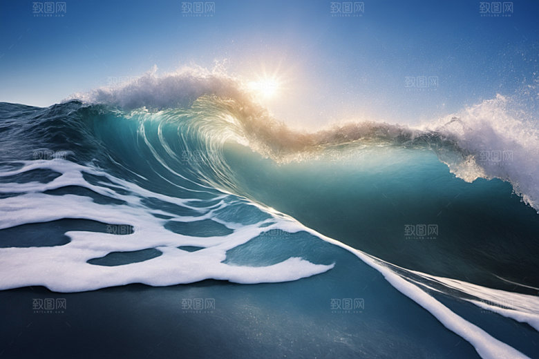 海浪蓝色大海摄影图