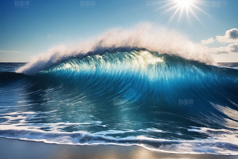海浪浪花清透摄影图