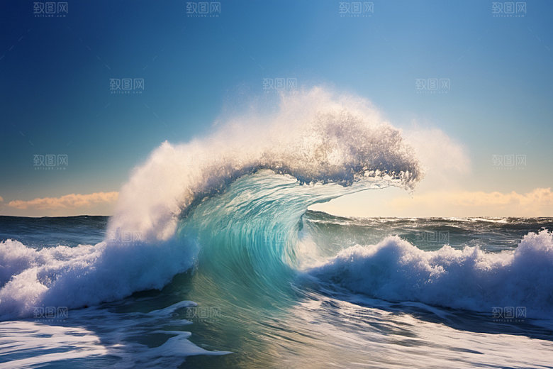 海浪海水蓝色摄影图