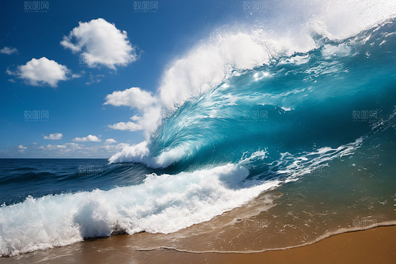 海浪自然浪花摄影图