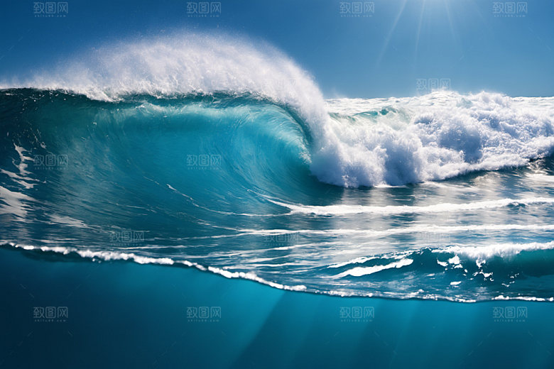 海浪蓝色浪花摄影图