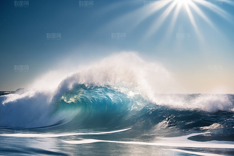 海浪大海浪花摄影图
