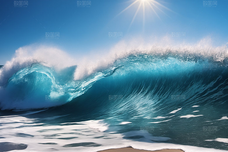 海浪自然波浪摄影图