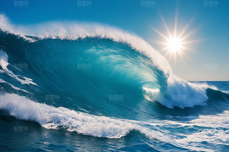 海浪浪花自然摄影图