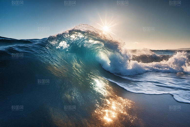 海浪自然浪花摄影图