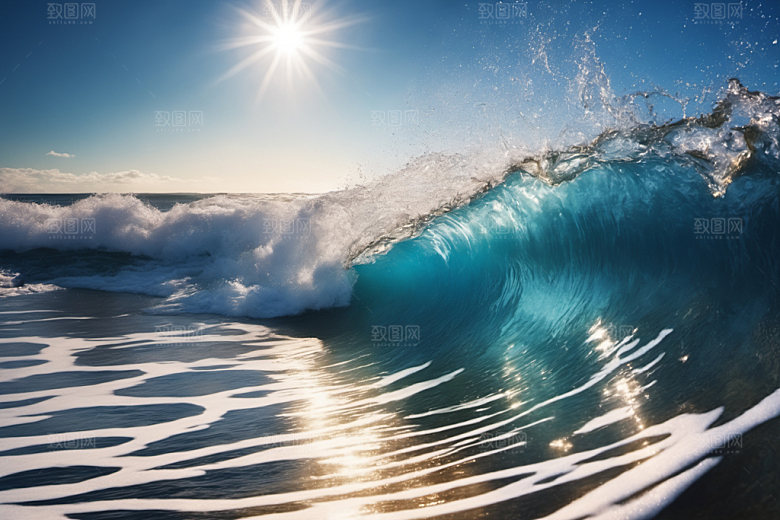 海浪蓝色自然摄影图