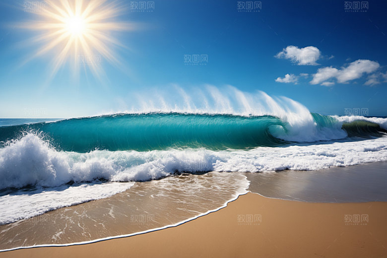海浪蓝色清透摄影图