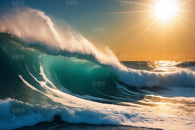 海浪清透自然摄影图