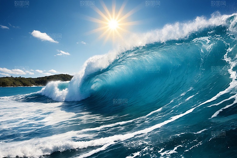 海浪波浪自然摄影图