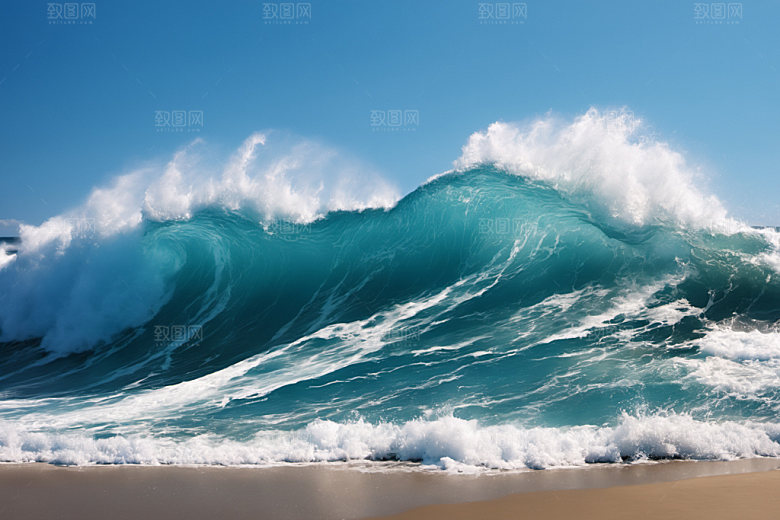 海浪波浪浪花摄影图
