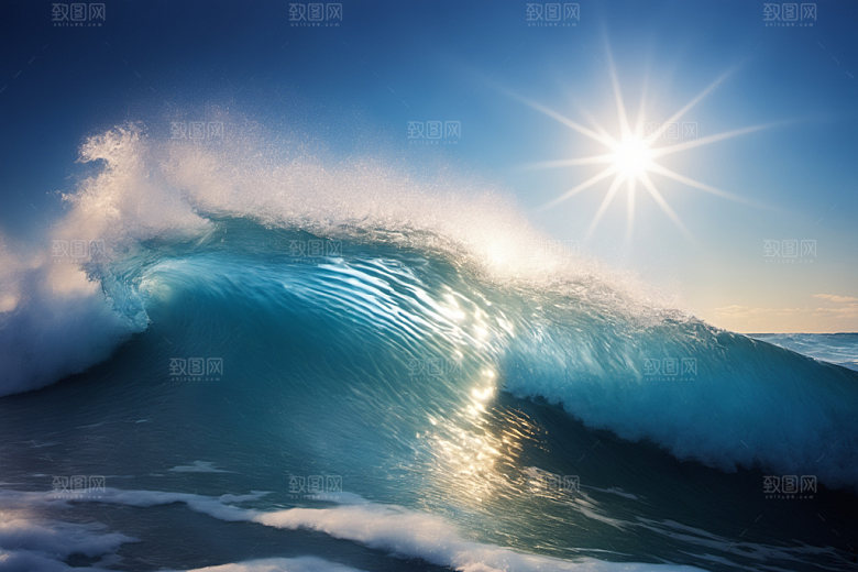 海浪波浪自然摄影图