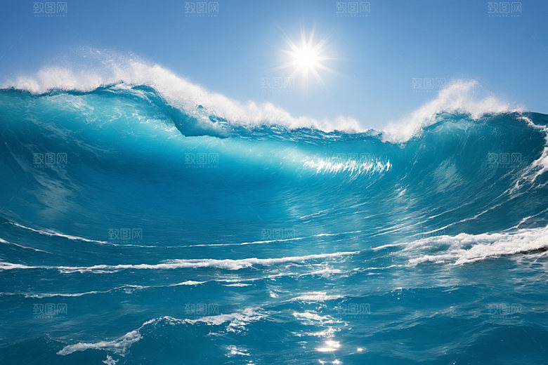 海浪蓝色海水摄影图