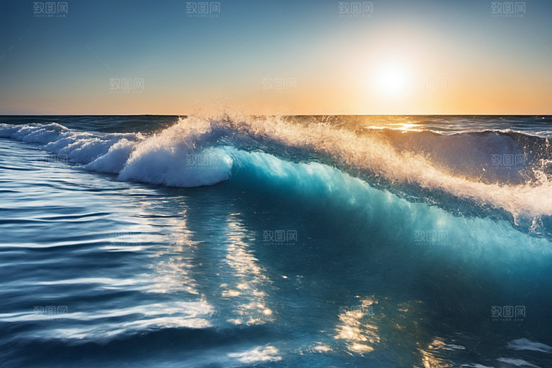 海浪蓝色大海摄影图