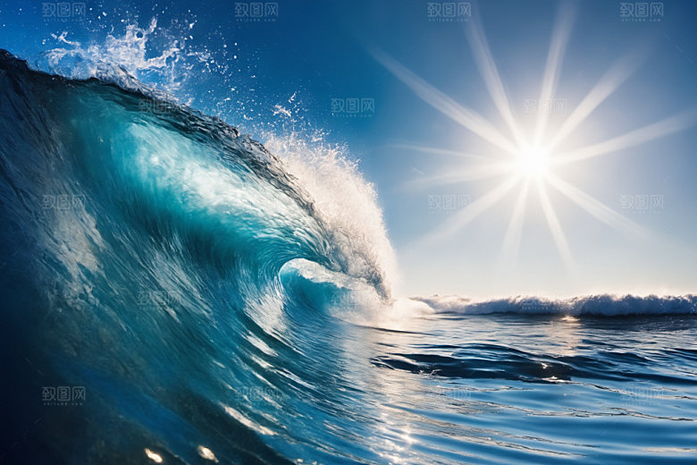 海浪高清蓝色摄影图