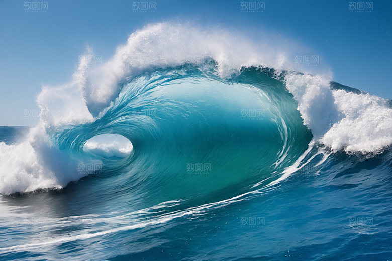 海浪蓝色海水摄影图