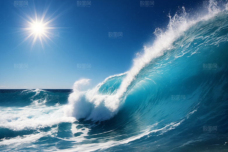 海浪大海浪花摄影图