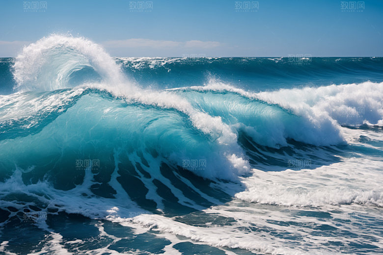 海浪蓝色清透摄影图