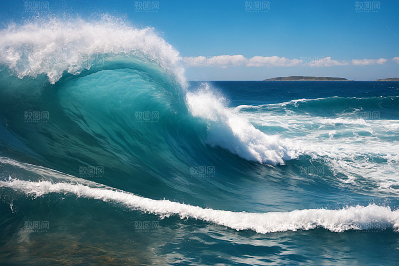 海浪清透浪花摄影图
