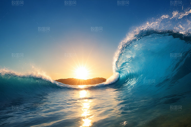海浪海水清透摄影图
