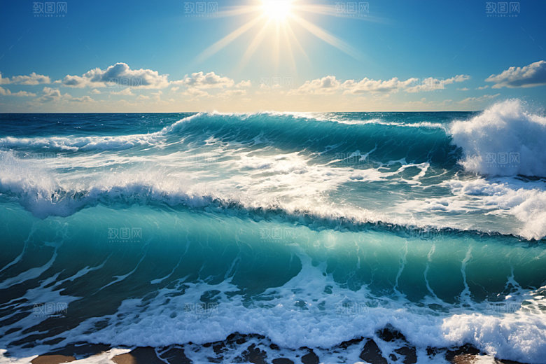 海浪蓝色大海摄影图