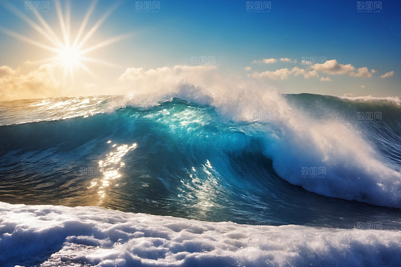 海浪蓝色大海摄影图