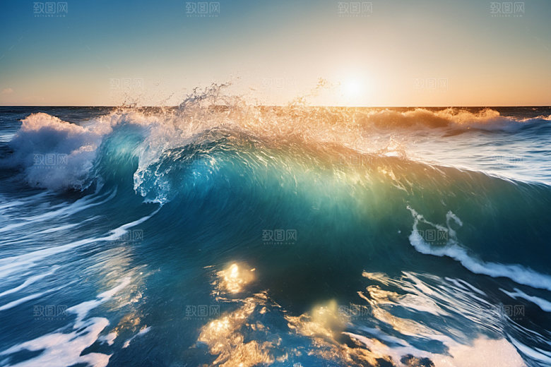 海浪蓝色自然摄影图