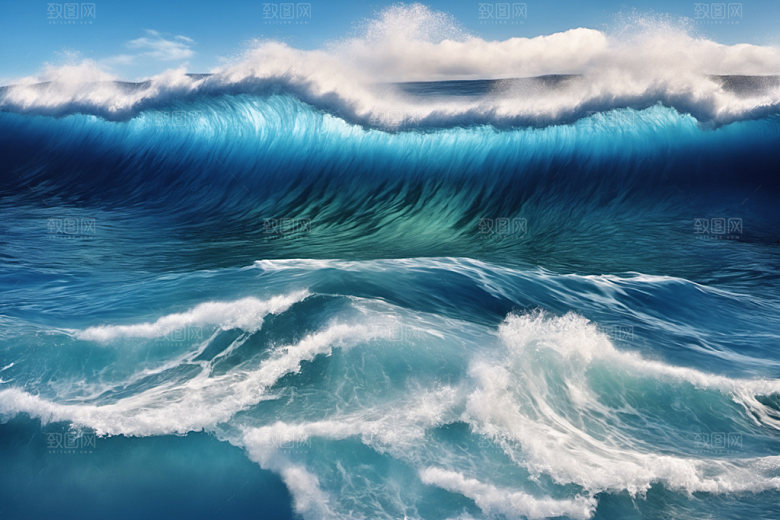 海浪大海蓝色摄影图