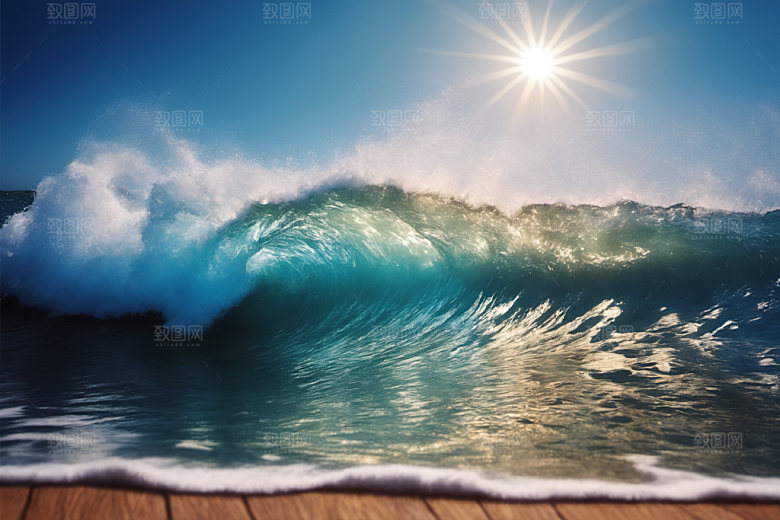 海浪大海蓝色摄影图
