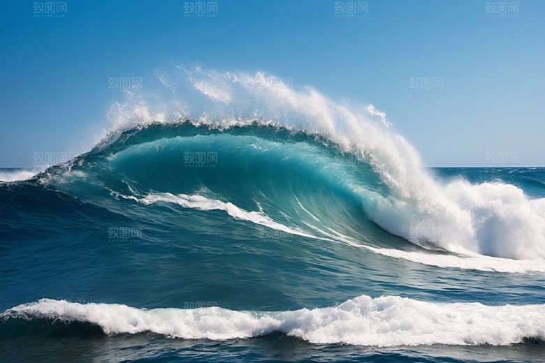 海浪自然浪花摄影图