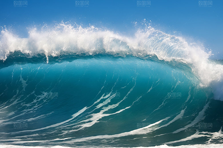 海浪蓝色波浪摄影图