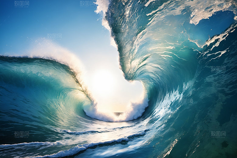 海浪清透高清摄影图