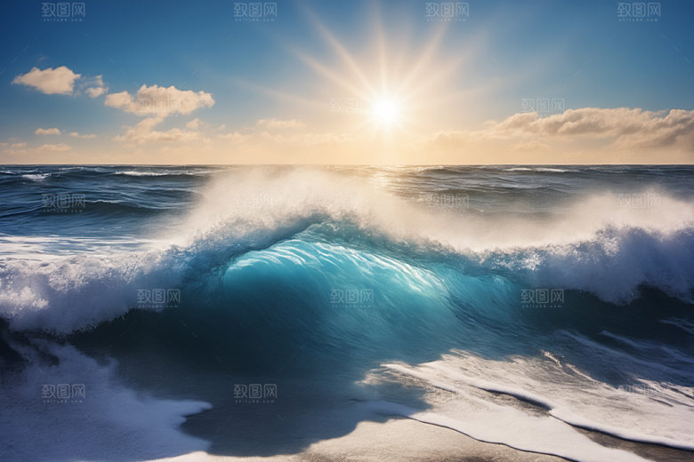 海浪蓝色海水摄影图
