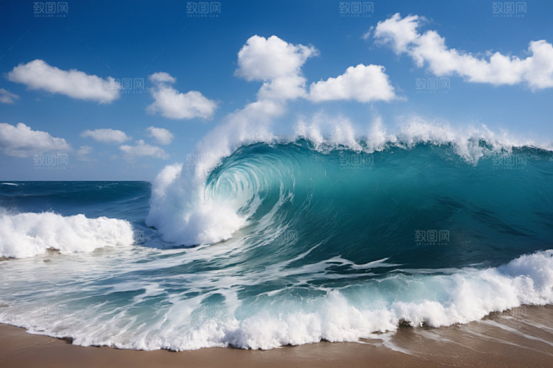 海浪海水自然摄影图