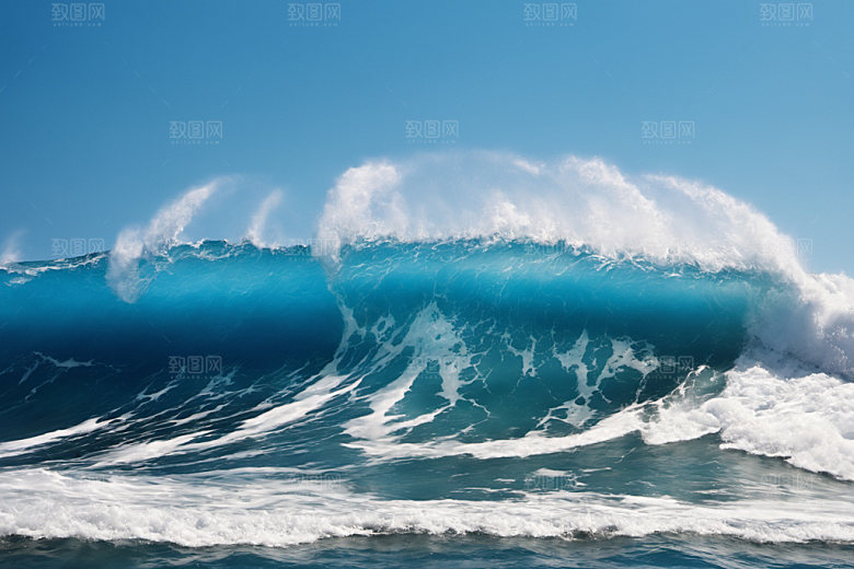 海浪蓝色海水摄影图