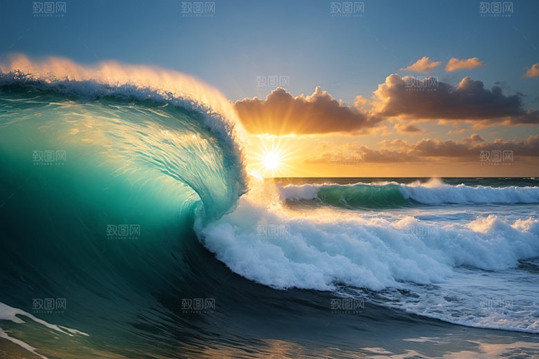 海浪波浪清透摄影图