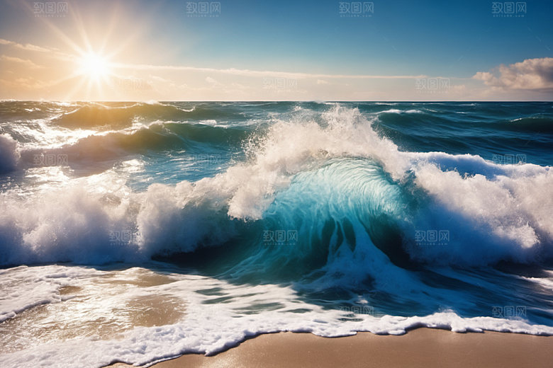 海浪波浪自然摄影图