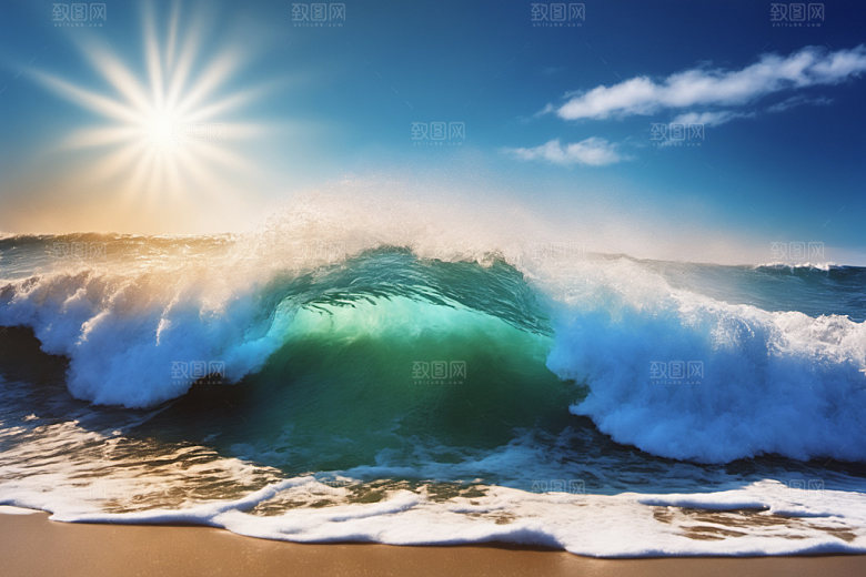 海浪自然清透摄影图