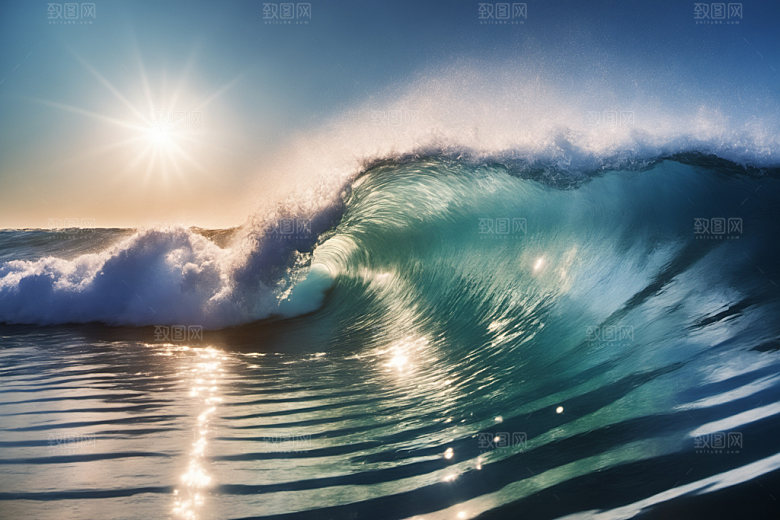 海浪自然波浪摄影图