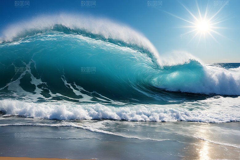 海浪大海清透摄影图