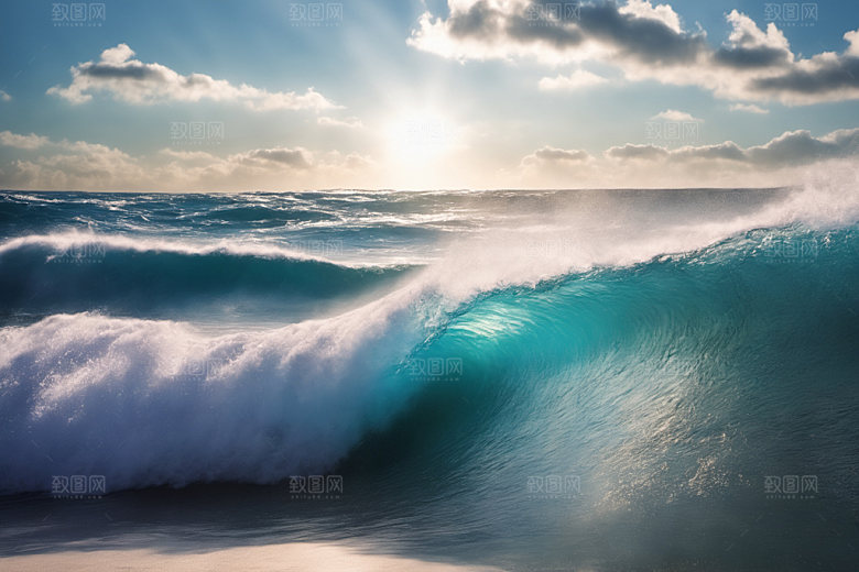 海浪波浪蓝色摄影图