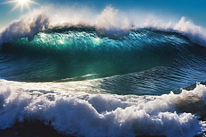 海浪清透高清摄影图