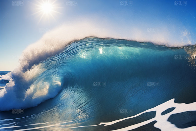 海浪清透浪花摄影图
