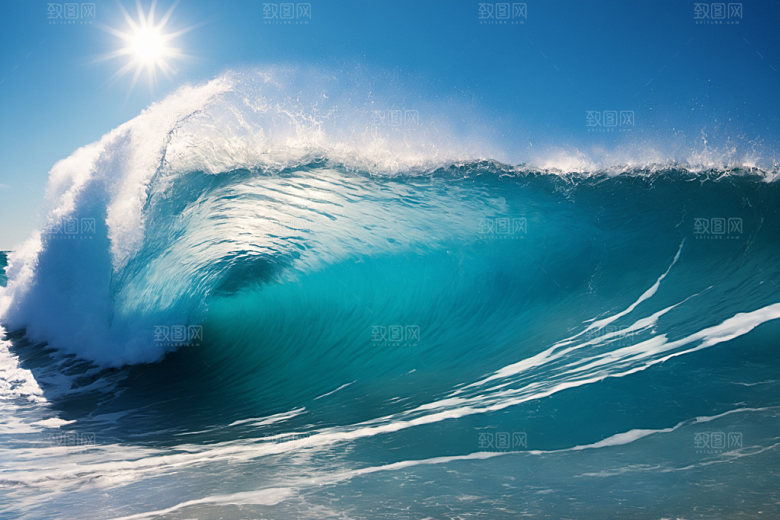 海浪大海蓝色摄影图