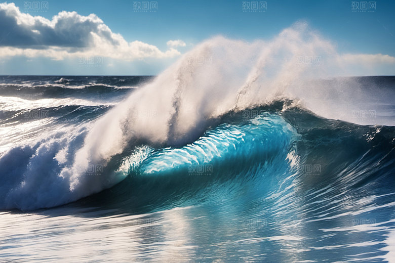 海浪浪花清透摄影图